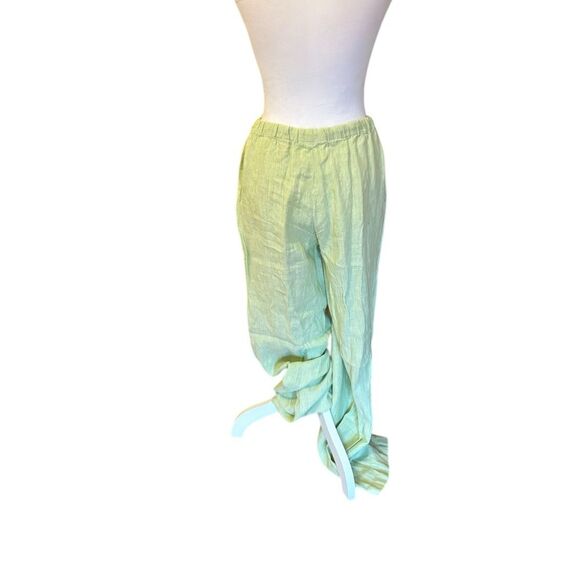 Kate Hill Linen Pants Pull On Style Drawstring Womens Size Medium Mint Green - Picture 2 of 8